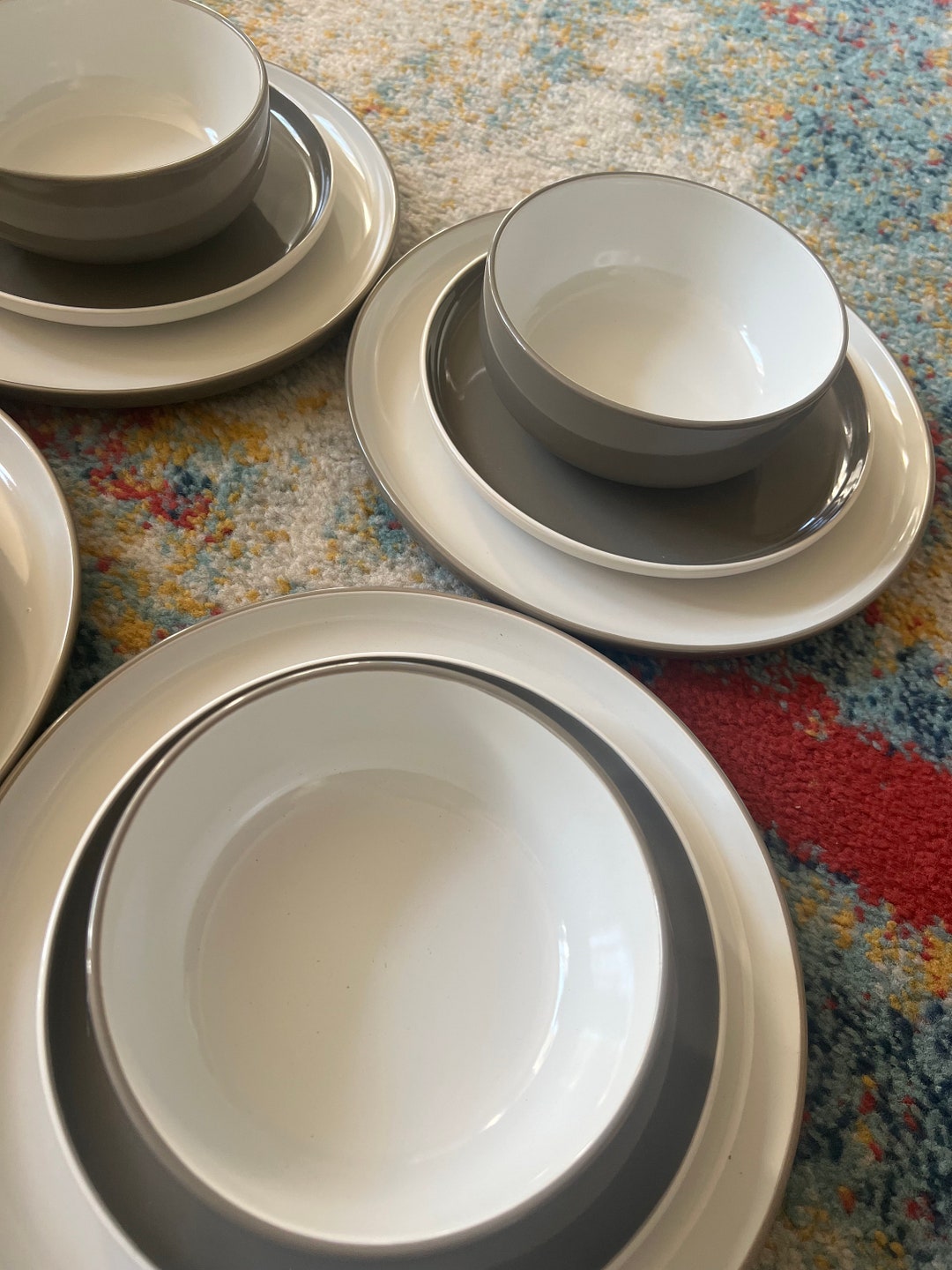 Set of 4 Ceramic Dinnerware Sets Dishes Service for 4 12 Pc Plates and