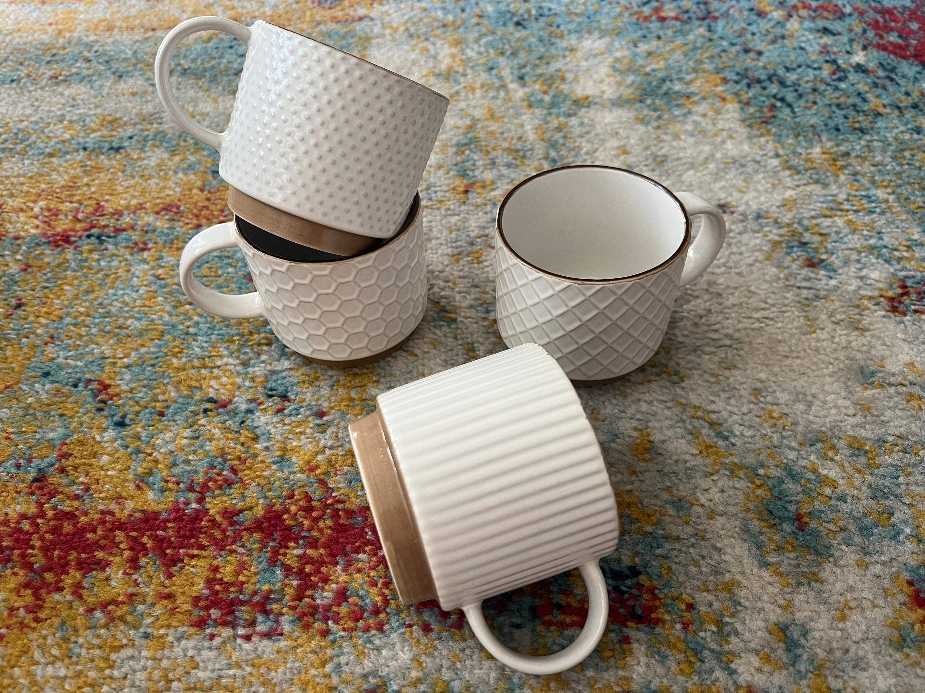 Coffeezone Vintage Design 12 oz Ceramic Latte Art Cappuccino Barista Cup  with Saucer (Beige)