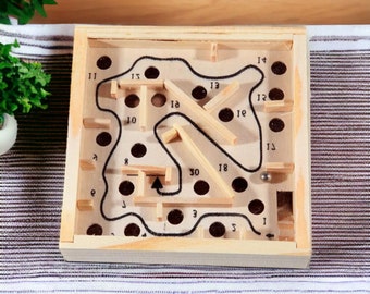 6-12Years Montessori Holzlabyrinth Kinder Spielzeug, 3D Puzzle Rolling Ball Labyrinth Brettspiel Antistress Spielzeug, Balance Lernspielzeug für Kinder