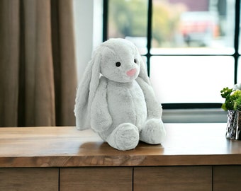 Giocattolo di peluche di coniglio carino rosa, bianco, beige, grigio, giocattolo per bambini di peluche, bambola di coniglio, peluche di coniglio con orecchio lungo, animali di peluche e peluche