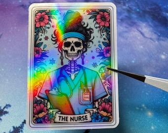 Holographic Tarot Card Sticker- The Nurse