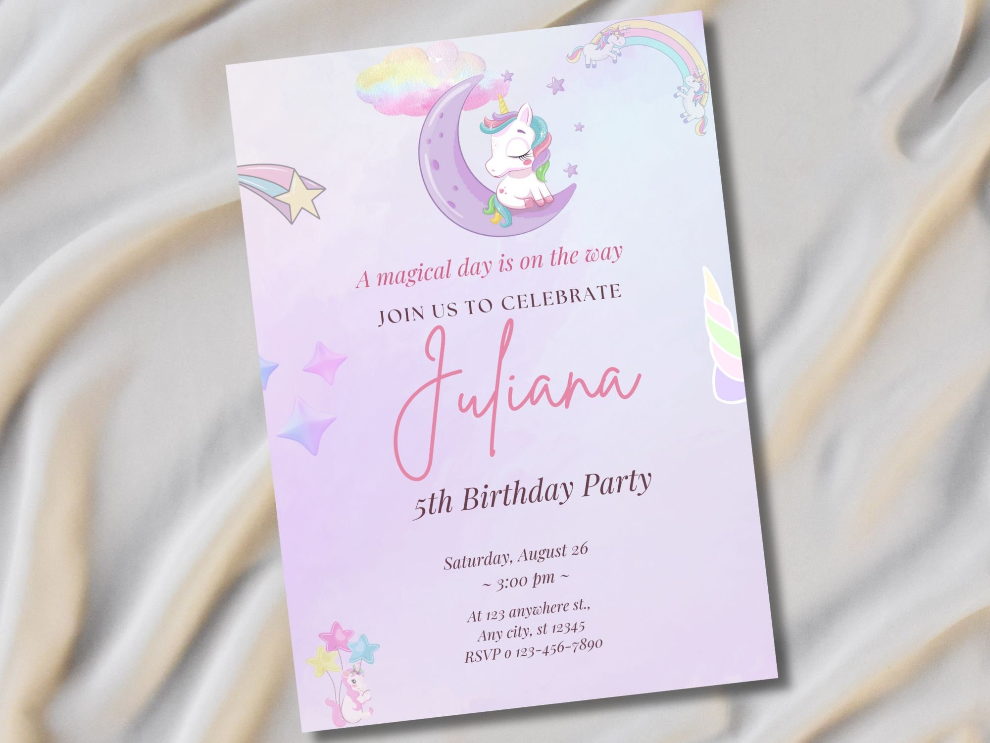 Unicorn Birthday Invitation Template Printable, Unicorn Birthday ...
