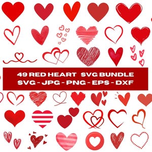 Rood hart SVG, Valentijnsdag svg, rode harten bundel, liefde Svg, hart svg, instant download, minnaar Svg-bundel, rood hart Png-bundel.