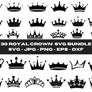 Royal Crown SVG File, King Crown SVG, Queen Crown SVG, Princess Tiara Svg, File For Cricut, For Silhouette, Cut File, Dxf, Png, Svg