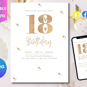 Birthday Invite, 18th Birthday Invitation, Animated Eighteenth Party Invite, Chrome Neon Blue Video Evite For Him, Self Editable eCard