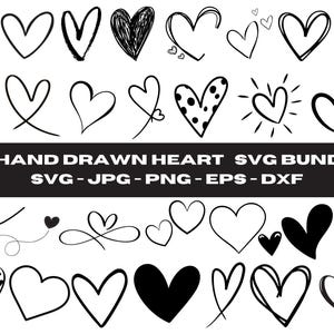 Heart Svg Bundle, Heart Svg, Hand Drawn Heart svg, Open Heart Svg, Doodle Heart Svg, Sketch Heart Svg, Love Svg,Valentine Svg,Cricut,Png,Dxf