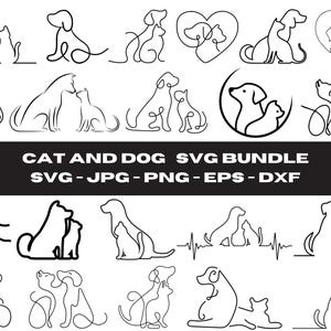 SVG de GATO y PERRO, Clipart de gato y perro, Archivos de corte SVG de gato y perro para Cricut, Svg de dueño de mascota