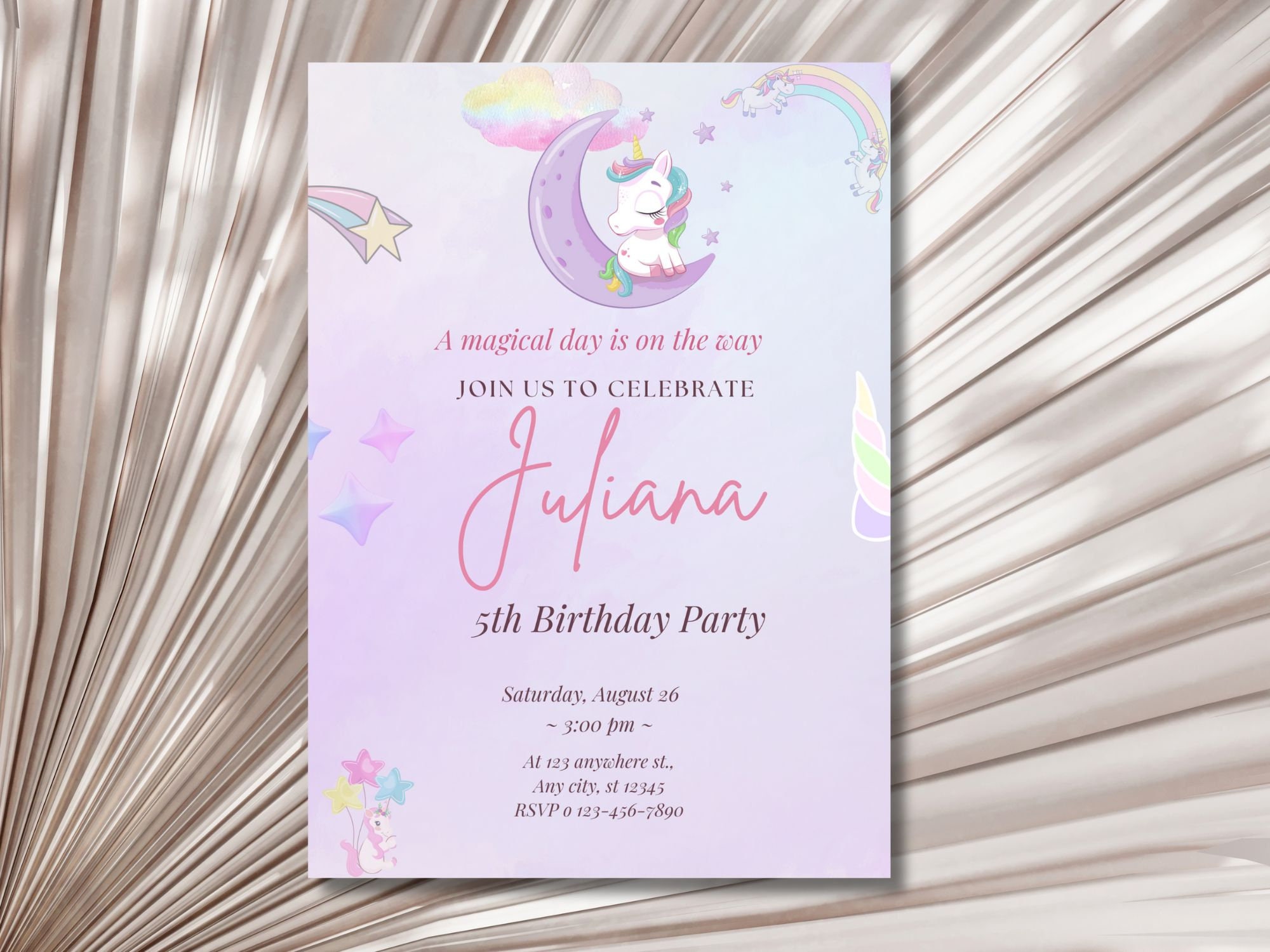 Unicorn Birthday Invitation Template Printable, Unicorn Birthday ...