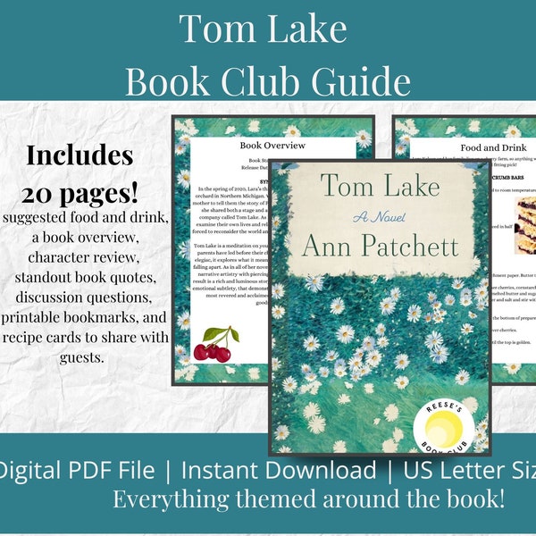 Tom Lake Book Club, Printable Themed Book Guide, Bookish Reading Resource, Ann Patchett Novel, Book Club Meeting Material, Book Questions