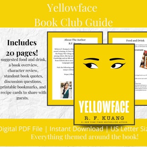 Yellowface Book Club, RF Kuang Novel, Bookish Reading Resource, Printable Themed Book Guide, Book Club Meeting Material, Book Club Questions
