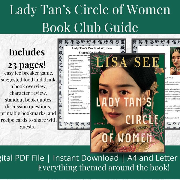 Book Club Guide Discussion Book Study Questions Lady Tan's Circle of Women Book Resource Reading Guide Book Meeting Material Book Report