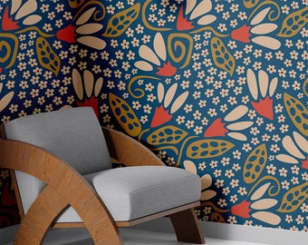 Floral Art Nouveau Peel and Stick Wallpaper: Vintage Removable Decor