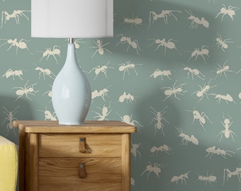 Ant Wallpaper: Whimsical Insect Wall Mural - Retro Peel and Stick