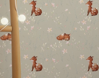 Fox Wallpaper: Woodland Animals Nursery Decor (Peel and Stick)