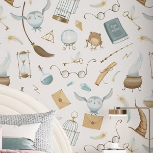 peel and stick wallpaper wizard magic wallpaper fantasy wall mural kids room decor image 1