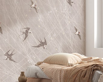Flying Swallow Birds Wallpaper Peel and Stick Removable Wallpaper