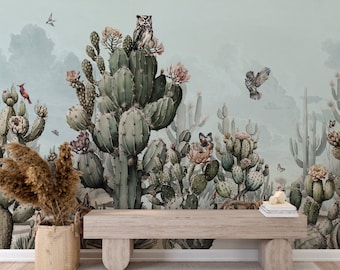 Cactus Wallpaper, Western Wallpaper Peel and Stick Mexico Dune Texas Mural