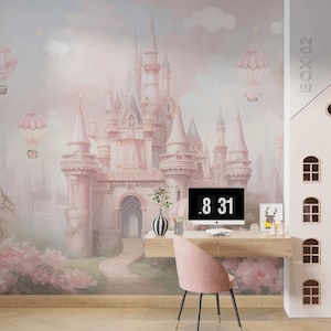 Prinzessin Schloss Tapete Kinderzimmer Wandbild, Märchen Tapete für Kinderzimmer
