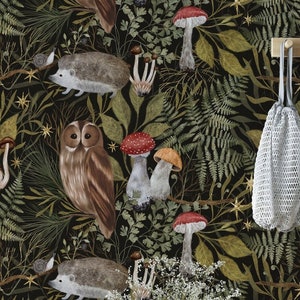 Papel tapiz botánico oscuro: Jardín secreto, despegable y adhesivo