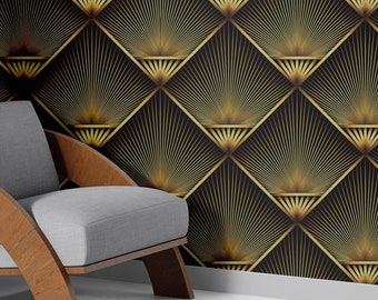 Art Deco Wallpaper Peel and Stick Geometric Removable Wallpaper, Home Decor