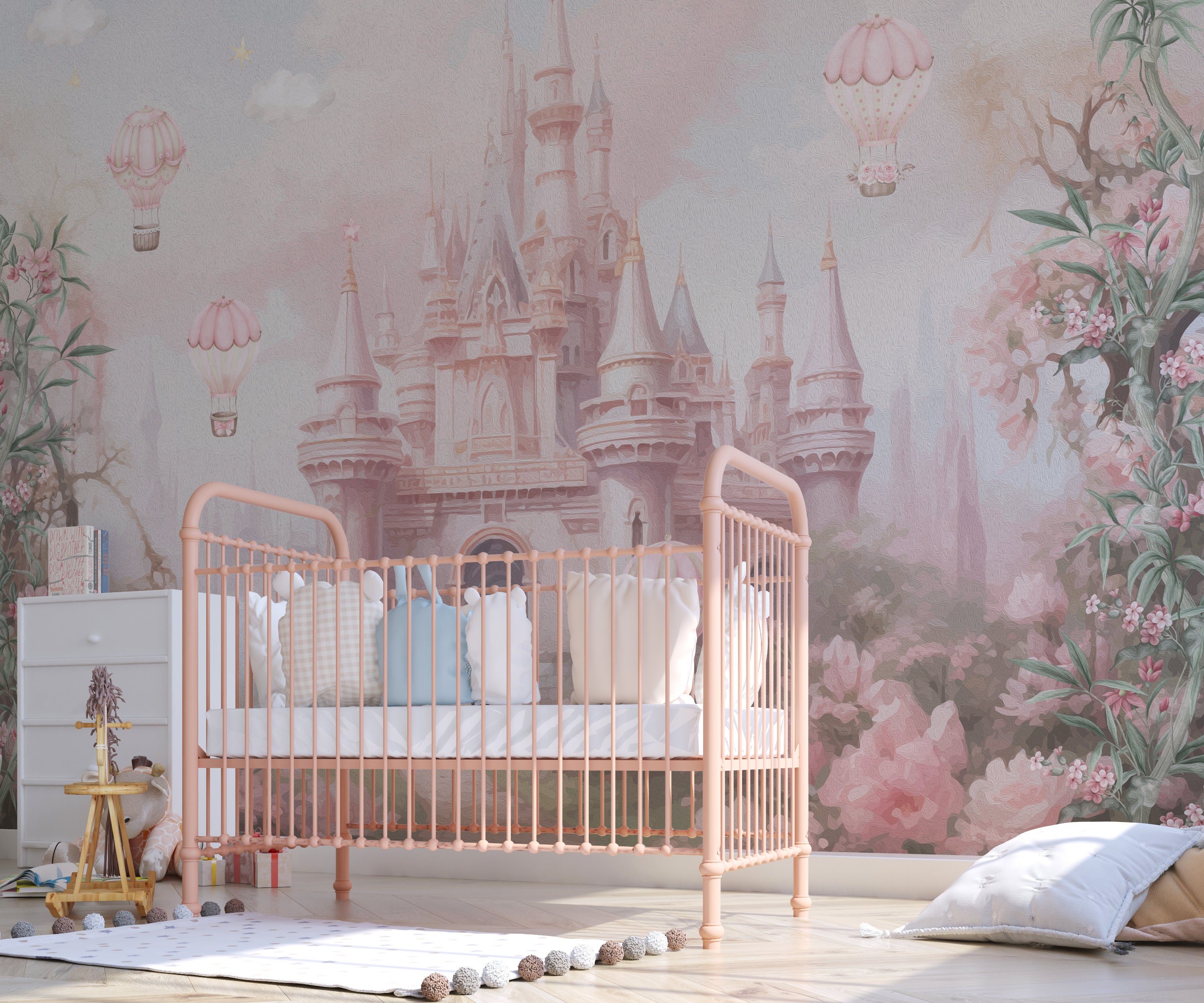 Princess Castle Wallpaper Nursery Wall Mural, Fairytale Wallpaper for ...