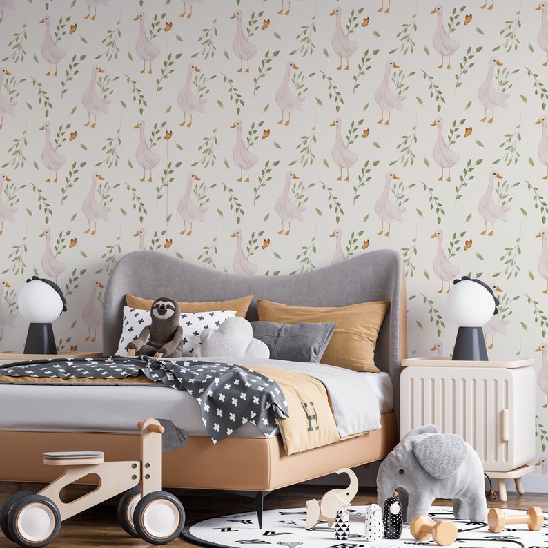 Kids Room Wallpaper Peel and Stick Wall Mural, Goose Nursery Decor - Etsy