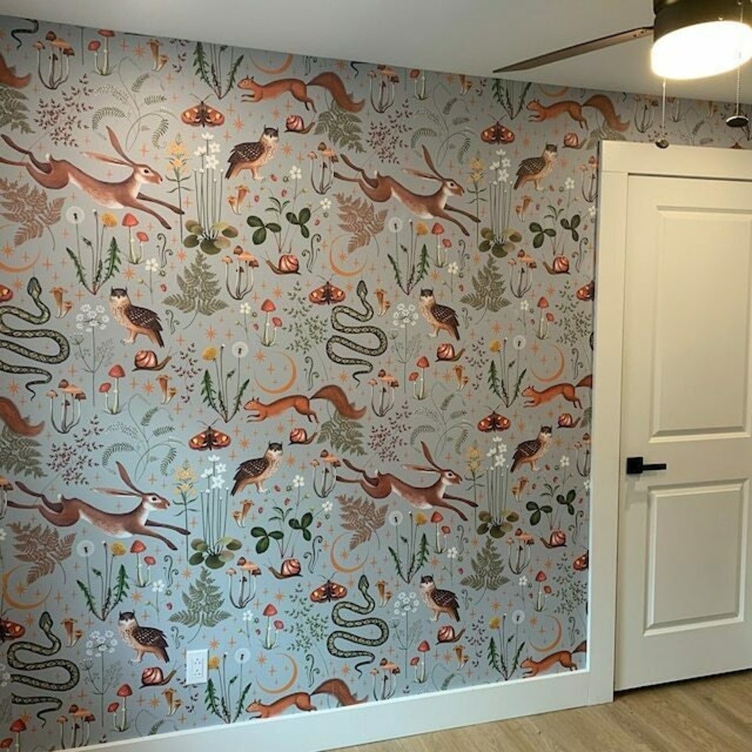 Woodland Wallpaper, Peel and Stick Mural, Nursery Wallpaper Fairy ...