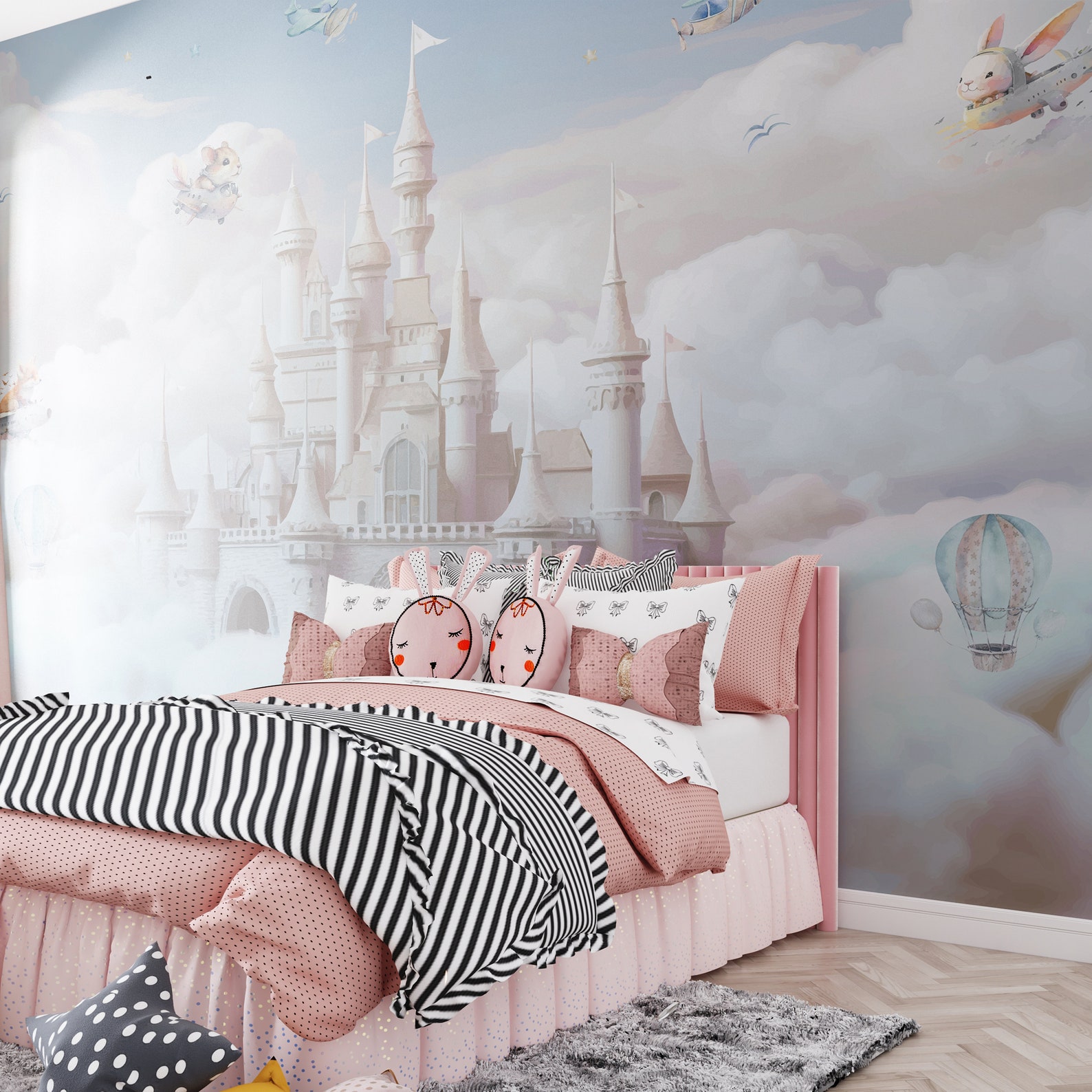 Princess Castle Wallpaper Nursery Wall Mural, Fairytale Wallpaper for ...