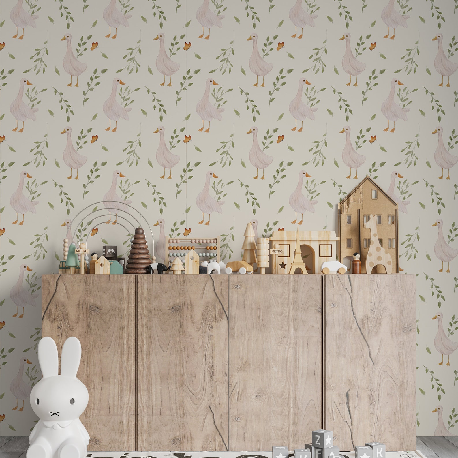 Kids Room Wallpaper Peel and Stick Wall Mural, Goose Nursery Decor - Etsy