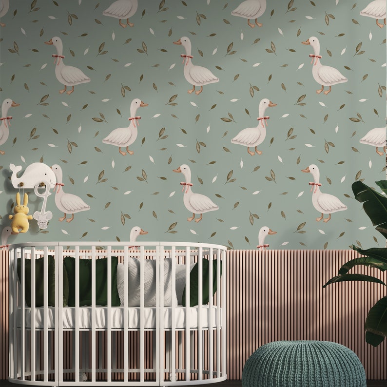 Goose Wallpaper Vintage Nursery Wall Mural - Etsy