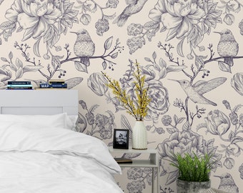 Chinoiserie Floral Wallpaper: Vintage Style, Peel and Stick or Traditional
