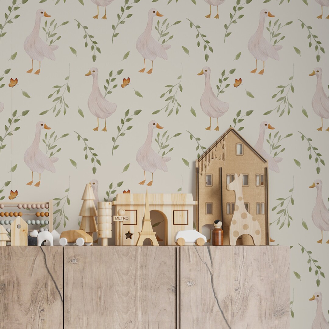 Kids Room Wallpaper Peel and Stick Wall Mural, Goose Nursery Decor - Etsy