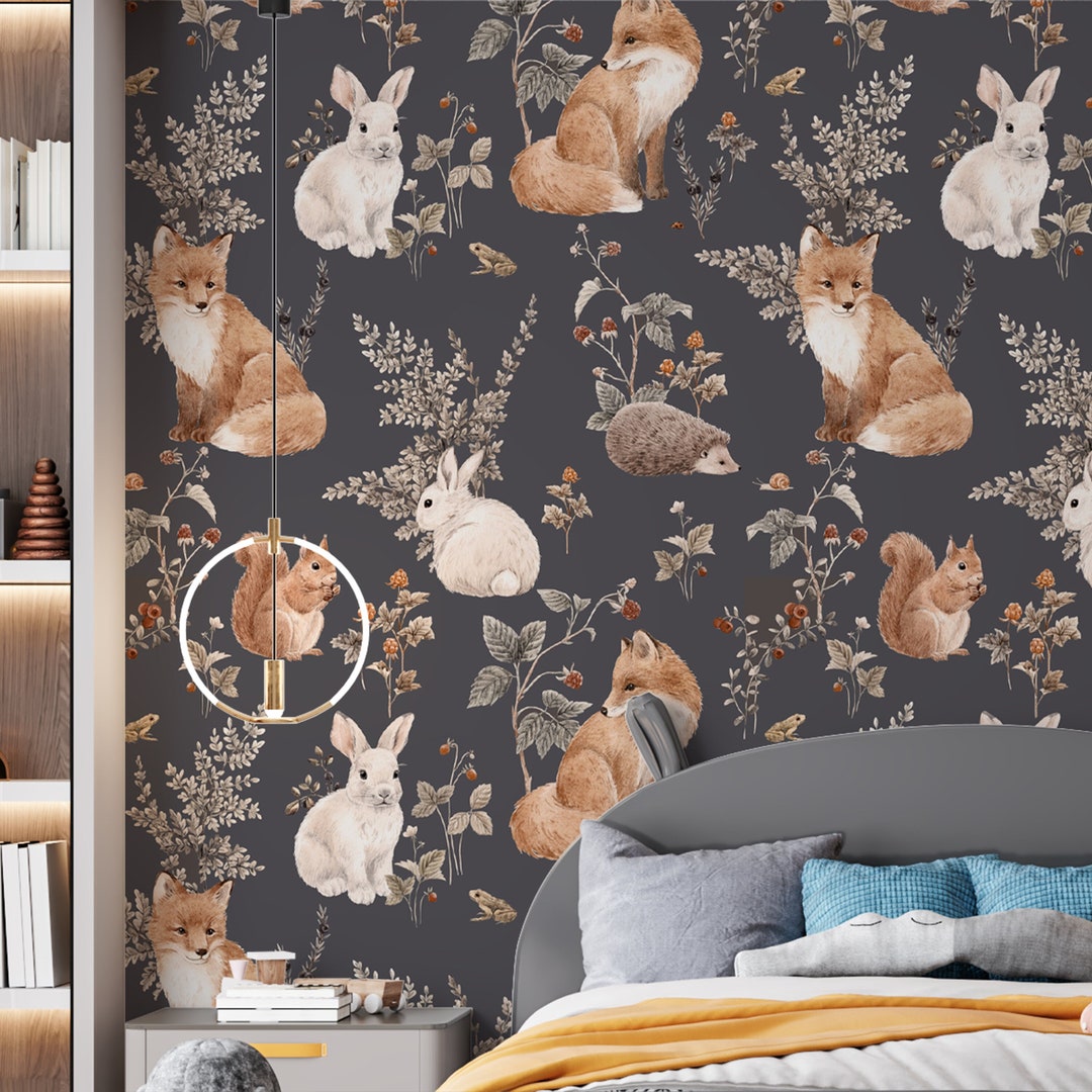Removable Wallpaper Woodland, Peel and Stick Woodland Wall Mural