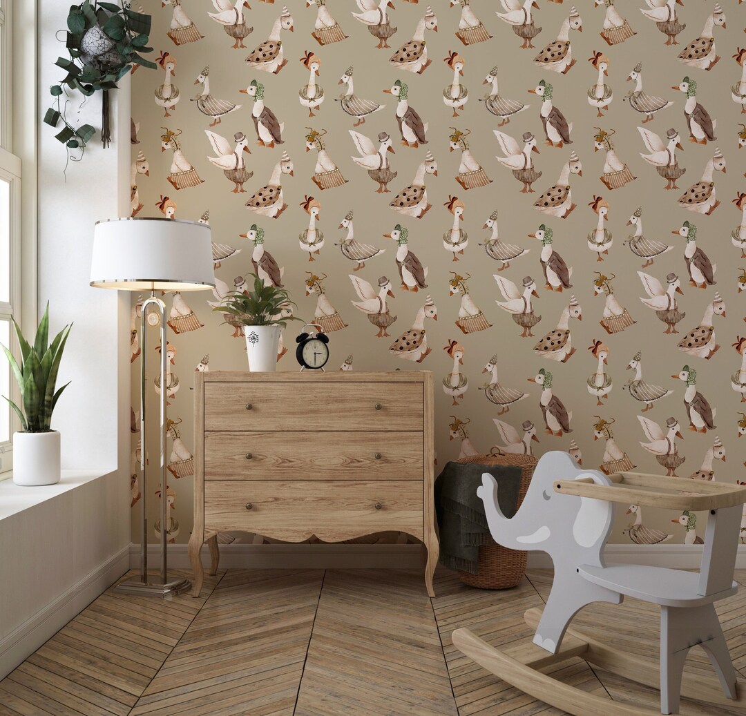 Vintage Wallpaper Kids Peel and Stick Wall Mural, Woodland Nursery ...