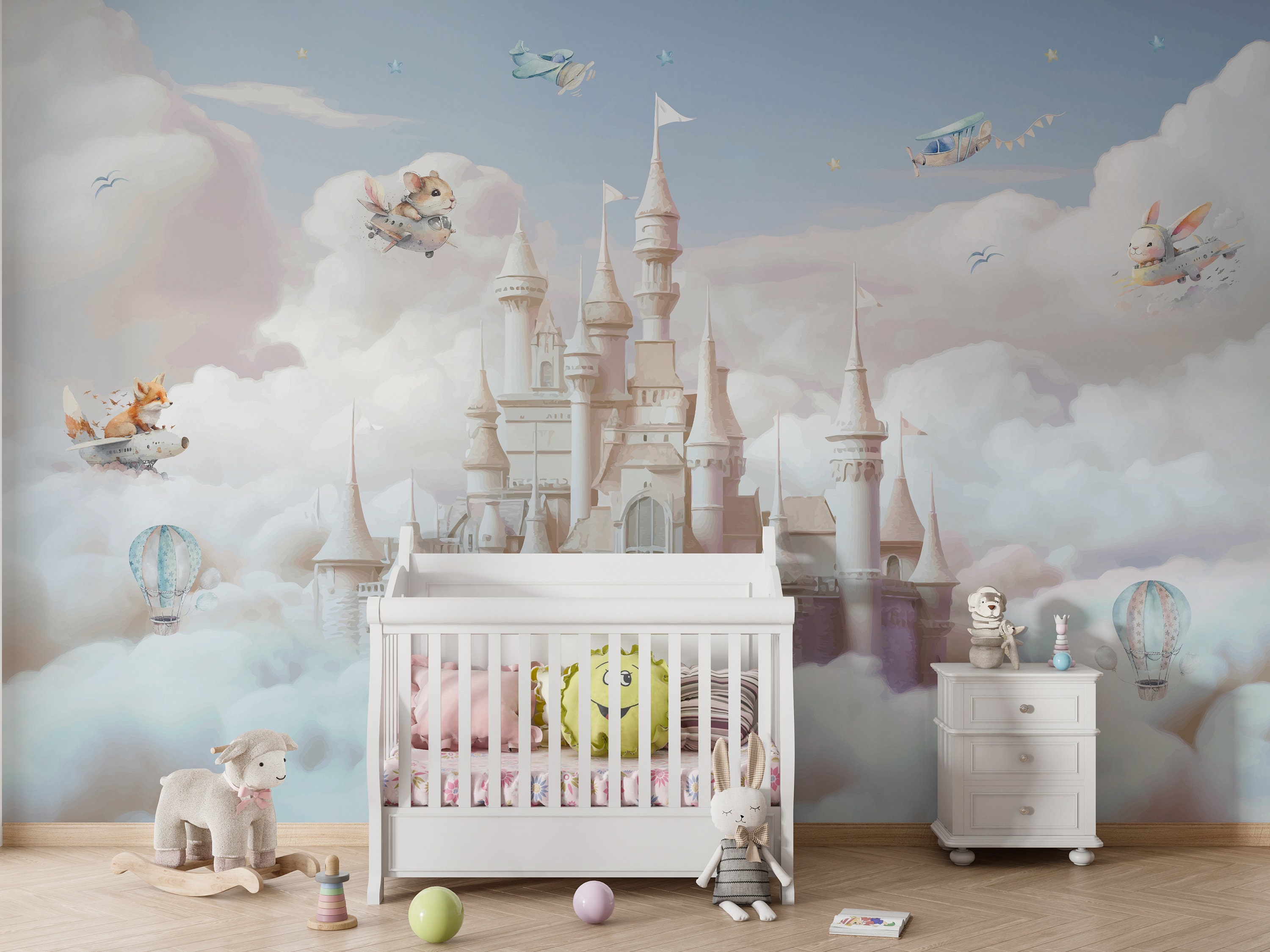 Princess Castle Wallpaper Nursery Wall Mural, Fairytale Wallpaper for ...