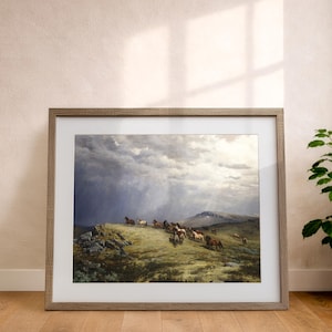 Horses on the  Mountain | Landscape Fine Art Print | Nordic Nature Wall Decor | Framed