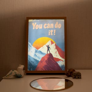 Motivation Light Mirror, Illuminated Wall Art Mirror Frame, LED Light Painting, 3 Color Dimmable Night Light - Fast shipping