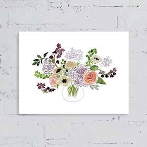 Stampa Giclée di bouquet di fiori ad acquerello / Splendida arte murale floreale colorata / Arte ad acquerello originale / 8x6 12x9 16x12 24x18 32x24