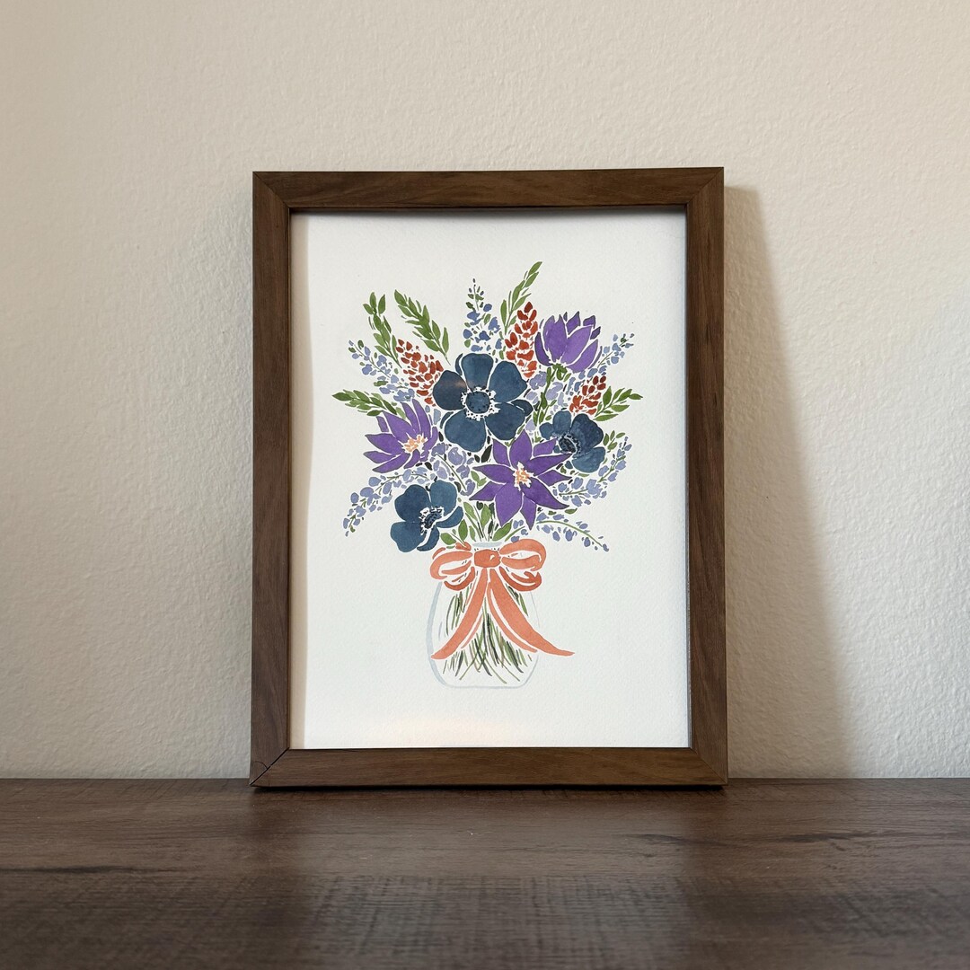 Watercolor Floral Original Art Print | Flower Bouquet Botanical Wall ...