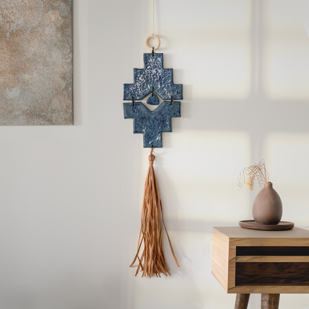 Boho Ceramic Wall Hanging, Unique Ceramic Wall Decor, Pottery Geometric ...