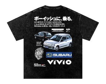 JDM Kei Car Vivio Werbung Retro Japanischer Sportwagen 90er Jahre Acid Wash Tee T-Shirt