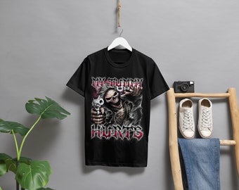 Funny Skeleton My Tummy Hurts Tee, Lactose Intolerant, Hard Graphic T-shirt, Humorous Shirt, Unique Gift