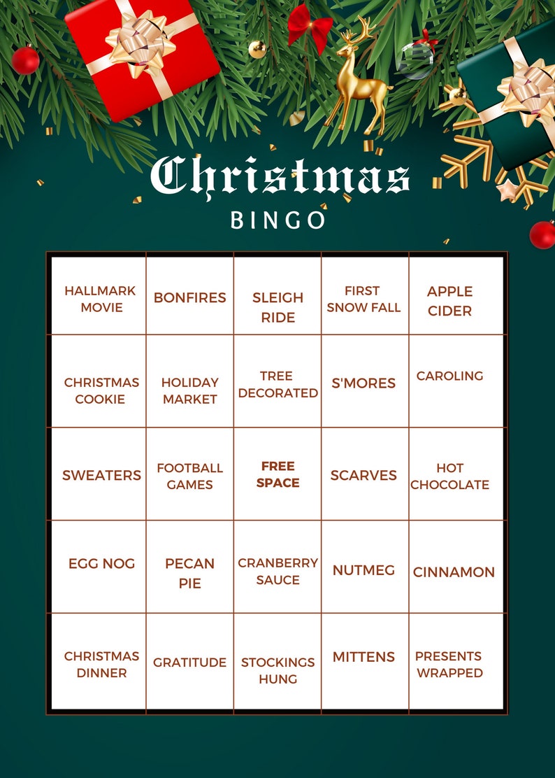 Printable Christmas Bingo Sheets Set of 4 12 VARIATIONS EACH DESIGN ...