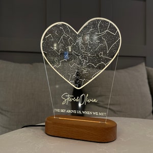 Luce notturna con mappa stellare - Lampada per grafico della costellazione personalizzata - Regalo per lei - Regalo per moglie - Regalo per fidanzata - Regalo per fidanzato