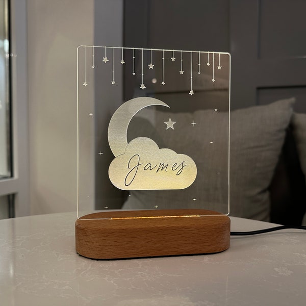 Stars Moon Cloud Starry night light for baby Custom name light Personalized night light baby's night light Nursery Room Gift for Grandchild