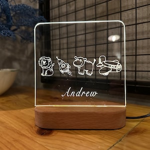 Safari Night Light, Baby Gift , Kids Night Light, Nursery Night Light, Personalized Night Light, Childs Playroom, Gift For Kids, Baby Shower