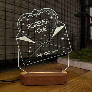 Custom Night Light as Valentines Day Gift - Anniversary gift - Romantic gift for couple - Gift for Him - Names And Date - Engagement Gift