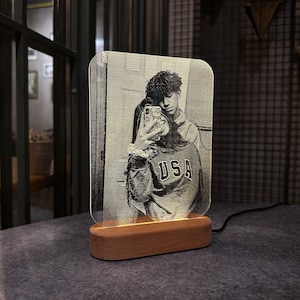 Personalized 3D Photo Lamp-Photo Engraving-3D Lamp Night light-Custom Line Art Photo Lamp-Wedding Gift-Mother&#39;s Day Gift-Christmas Gift
