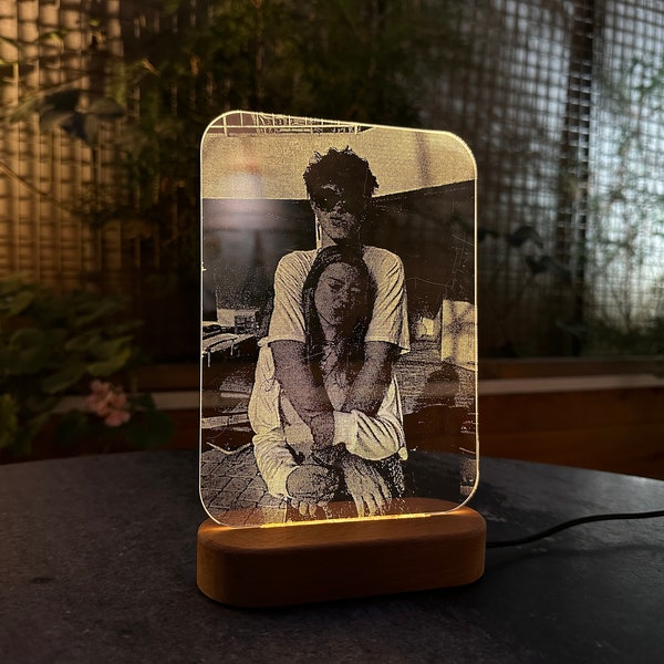 Fotogeschenke Personalisierte Lampe Jahrestagsgeschenk Kundenspezifisches Foto führte Lichter Romantische Geschenke für Ihn. Einzigartiges kundenspezifisches 3D-LED-Lampen-Acryllicht