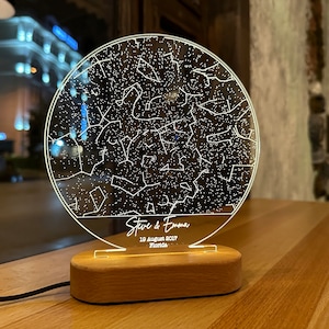 Benutzerdefinierte Sternled-Lichtkarte nach Datum-Personalisierte Sternbildkarte-Sternkarte Nachtlicht-Geschenke für Paare-Verlobung Jahrestag Weihnachtsgeschenk